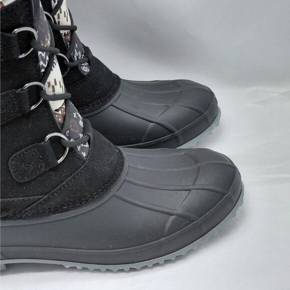 Mishansha Womens Snow Boots Size 9.5 Black Waterproof Winter Lace Up Fur Lined - Picture 6 of 15